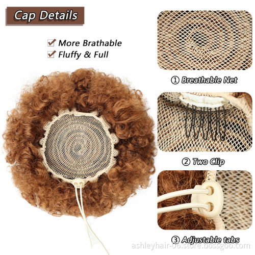 Julianna Drawstring Afro Kinky Curly Cozy Kanekalon Pony Tail Ponytail Hair Extensions Puff Bun Synthetic Hair Chignon Ponytails